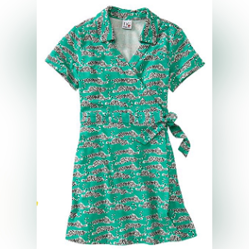 Diane von Furstenberg x GAPKids | Turquoise Tiger Print Wrap Dress XXL (14-16)